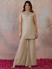 Women Ethnic Motifs Embroidered Regular Thread Work Kurta with Palazzos & With Dupatta
