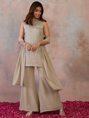 Women Ethnic Motifs Embroidered Regular Thread Work Kurta with Palazzos & With Dupatta