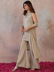 Women Ethnic Motifs Embroidered Regular Thread Work Kurta with Palazzos & With Dupatta