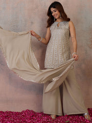 Women Ethnic Motifs Embroidered Regular Thread Work Kurta with Palazzos & With Dupatta