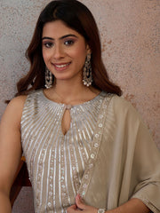 Women Ethnic Motifs Embroidered Regular Thread Work Kurta with Palazzos & With Dupatta