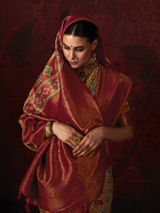 Mustard Yellow Digital Printed Silk Festival Wear Saree