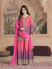 Women Alina Cut Bandhani Printed Regular Sequinned Kurta with Palazzos and With Dupatta