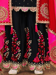 Chinon Palazzo Salwar Suit In Cream Color