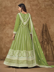 Lime Green Silk Anarkali Suit