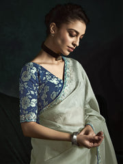Charming Pista Green Tissue Silk Event Wear Saree With Blouse