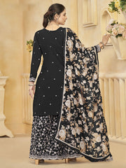 Black Gharara Style Palazzo Suit