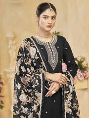 Black Gharara Style Palazzo Suit