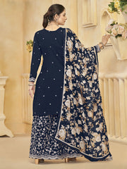 Royal Blue Gharara Style Palazzo Suit