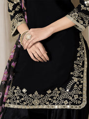 Black Embroidered Mirror Work Punjabi Suit