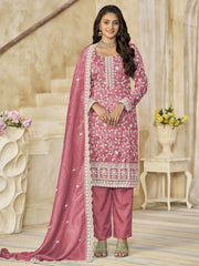 Pink Organza Material Pant Style Suit