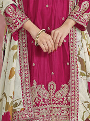 Pink Zari Threads Work Festive Gharara Style Suit