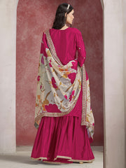 Pink Zari Threads Work Festive Gharara Style Suit