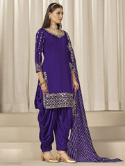 Blue Silk Embroidered Sequins With Mirror Work Salwar Suit Festive Wear