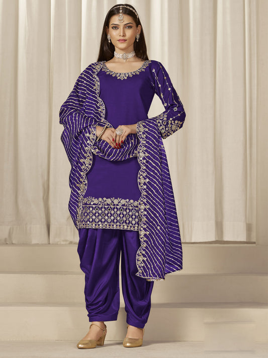 Blue Silk Embroidered Sequins With Mirror Work Salwar Suit Festive Wear