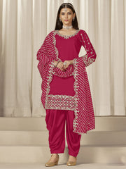 Pink Silk Embroidered Sequins With Mirror Work Salwar Suit Festive Wear