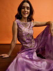 Floral Organza Embroidered Top with Palazzos