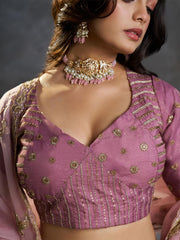 Lilac Organza Embroidery Designer Lehenga Choli