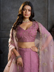 Lilac Organza Embroidery Designer Lehenga Choli