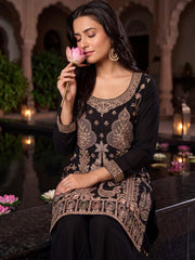 Black All Over Beads Work Wedding Festive Palazzo Suit