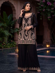 Black All Over Beads Work Wedding Festive Palazzo Suit
