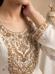 Off White All Over Beads Work Wedding Festive Palazzo Suit
