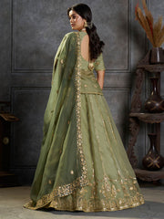 Green Organza Embroidery Designer Lehenga Choli