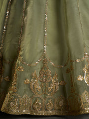 Green Organza Embroidery Designer Lehenga Choli