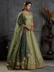 Green Organza Embroidery Designer Lehenga Choli