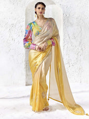 Prism Glow Soft Tissue silk Saree In Ombre Yellow