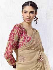 Ira Mulberry Cotton silk Saree In Gold For Festive