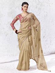 Ira Mulberry Cotton silk Saree In Gold For Festive