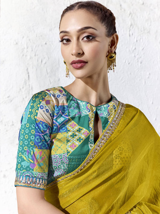 Aasma Soft Tissue silk Saree In Yellow For Women