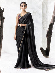 Noir Swan Black Soft Shimmer Tissue Silk Saree