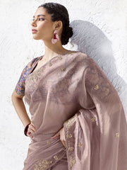 Gulnaar Dusty Rose Soft Silk Saree
