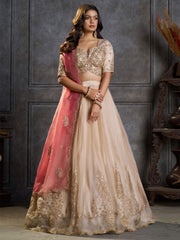 Ivory Organza Embroidery Designer Lehenga Choli