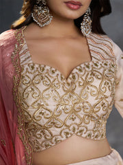 Ivory Organza Embroidery Designer Lehenga Choli