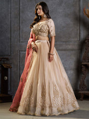 Ivory Organza Embroidery Designer Lehenga Choli