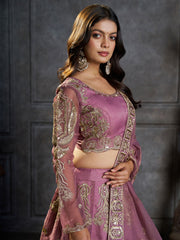 Lavender Organza Embroidery Designer Lehenga Choli
