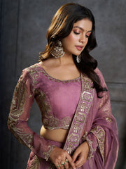 Lavender Organza Embroidery Designer Lehenga Choli