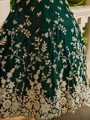 Green colour Organza Sequinse embroidery Semi Stitched Lehenga choli and Dupatta