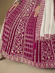Velvet Embroidered Pink Anarkali Suit For Wedding Wear