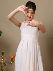 Girls Embroidered Halter Neck Ethnic Dresses