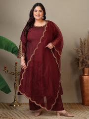 Women Ethnic Motifs Embroidered Regular Kurta with Trousers & With Dupatta