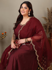 Women Ethnic Motifs Embroidered Regular Kurta with Trousers & With Dupatta