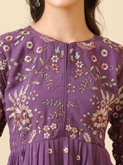 Girls Ethnic Motifs Embroidered Empire Thread Work Kurta with Sharara