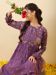 Girls Ethnic Motifs Embroidered Empire Thread Work Kurta with Sharara