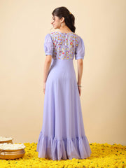 Girls Floral Thread Embroidered Ethnic Dress