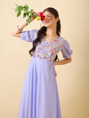 Girls Floral Thread Embroidered Ethnic Dress