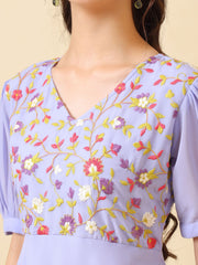Girls Floral Thread Embroidered Ethnic Dress